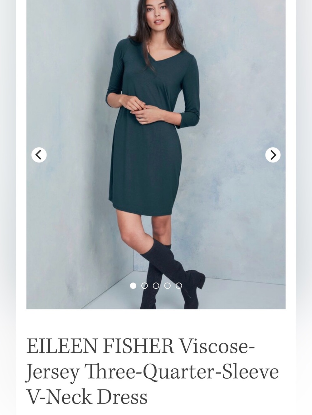 EILEEN FISHER Viscose-Jersey V-Neck Dress in grey